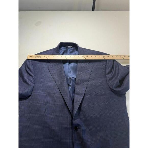 Canali Made In Italy 100% Wool Navy Blue Plaid Blazer Jacket Size 56R - Picture 9 of 9